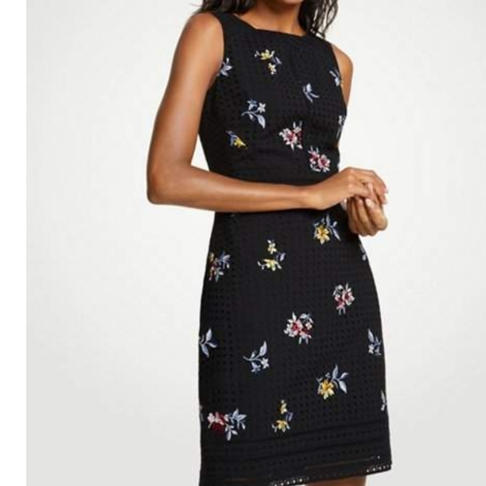 NWT Ann Taylor Embroidered Floral Eyelet Sheath Dress